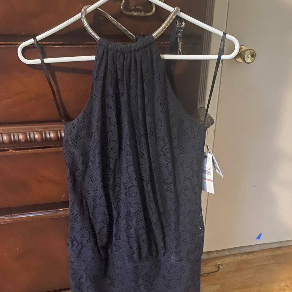 Black lace mini dress